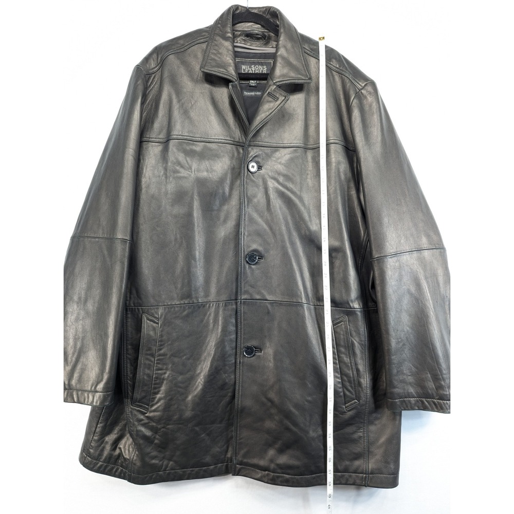 Wilsons Leather Pelle Studio Black Leather Car Coat Thinsulate 2XLT Mens Jacket - Picture 5 of 11